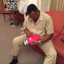 LARRY HOLMES SIGNED BOXING GLOVE LANDSCAPE SIGNATURE LEFT HAND PLM139