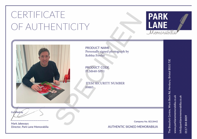 ROBBIE FOWLER PERSONALLY SIGNED LIVERPOOL CUP FINAL GOAL PHOTOGRAPH PLM640-SPF1