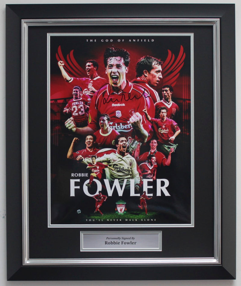 ROBBIE FOWLER PERSONALLY SIGNED LIVERPOOL MONTAGE PHOTOGRAPH FRAMED IN A DELUXE FRAME. PLM648-SPF1