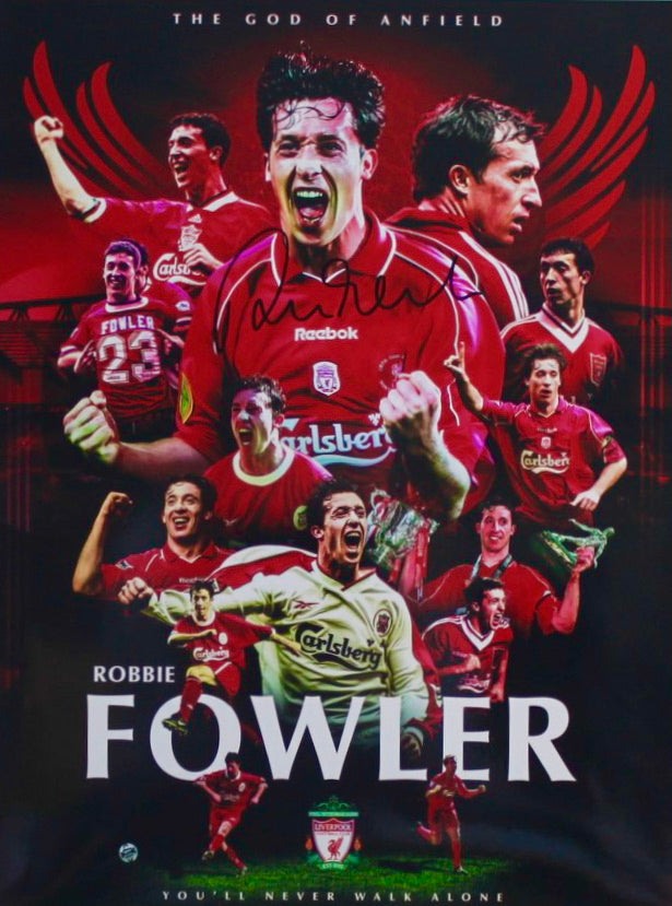 ROBBIE FOWLER PERSONALLY SIGNED LIVERPOOL MONTAGE PHOTOGRAPH, PHOTOGRAPH SIZE 16X12 INCHES PLM648