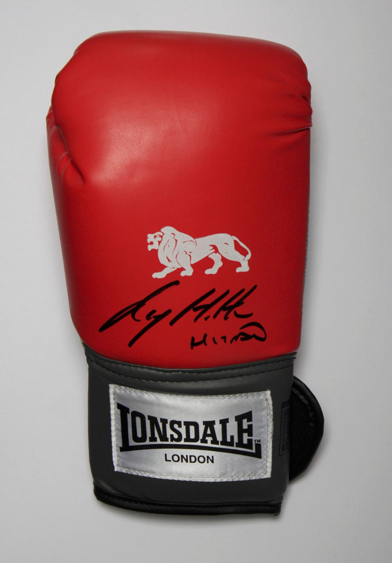 RICKY HATTON SIGNED RED RIGHT HANDED BOXING GLOVE - PORTRAIT SIGNATURE