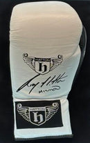 RICKY HATTON SIGNED WHITE BOXING GLOVE LEFT HAND WITH LOGO- PORTRAIT SIGNATURE