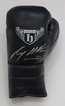 RICKY HATTON SIGNED BLACK BOXING GLOVE LEFT HAND WITH LOGO- PORTRAIT SIGNATURE