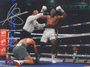 ANTHONY JOSHUA CELEBRATING KLITSCHKO KNOCKDOWN - PHOTO