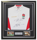 MARTIN JOHNSON & JONNY WILKINSON - DUEL SIGNED ENGLAND 2003 RUGBY SHIRT - PREMIUM FRAME