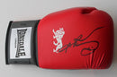 SUGAR RAY LEONARD - SIGNED RED BOXING GLOVE - RIGHT HAND LANDSCAPE SIGNATURE