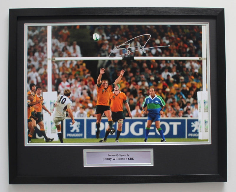 JONNY WILKINSON SIGNED PHOTO - 2003 RUGBY WORLD CUP - THE DROP KICK - CLASSIC FRAME