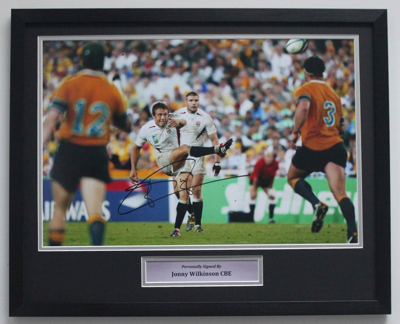 JONNY WILKINSON SIGNED PHOTO - 2003 RUGBY WORLD CUP - ON ITS WAY - CLASSIC FRAME