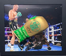 TYSON FURY SIGNED BRANDED GOLD/GREEN BOXING GLOVE - LEFT HAND - PORTRAIT SIGNATURE - 