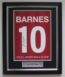 JOHN BARNES PERSONALLY SIGNED - LIVERPOOL PORTRAIT SHIRT PRINT - PREMIUM FRAME - WITH YOU'LL NEVER WALK ALONE