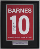 JOHN BARNES PERSONALLY SIGNED - LIVERPOOL PORTRAIT SHIRT PRINT - CLASSIC FRAME - WITH YOU'LL NEVER WALK ALONE