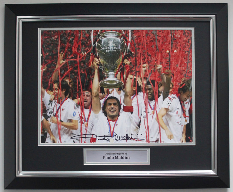 PAOLO MALDINI - LIFTING THE 2003 CL FINAL TROPHY - DELUXE FRAME