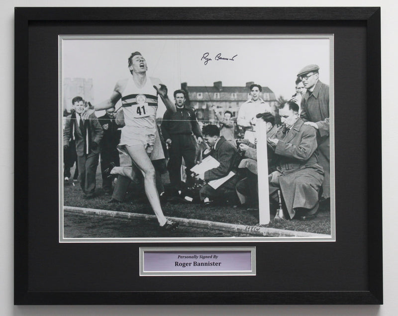 ROGER BANNISTER SIGNED - THE FIRST FOUR MINUTE MILE - CLASSIC FRAME