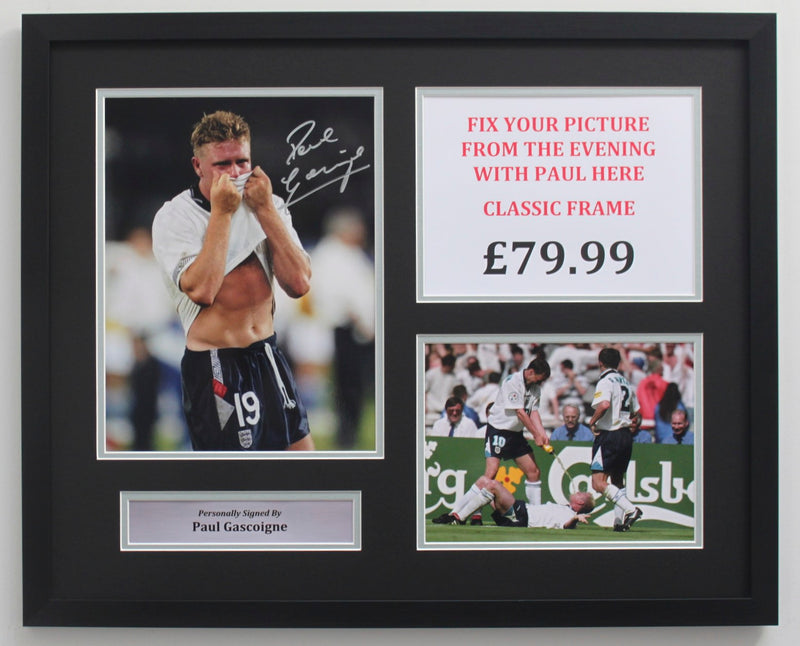 PAUL GASCOIGNE PERSONALLY SIGNED ENGLAND KEEPSAKE FRAME